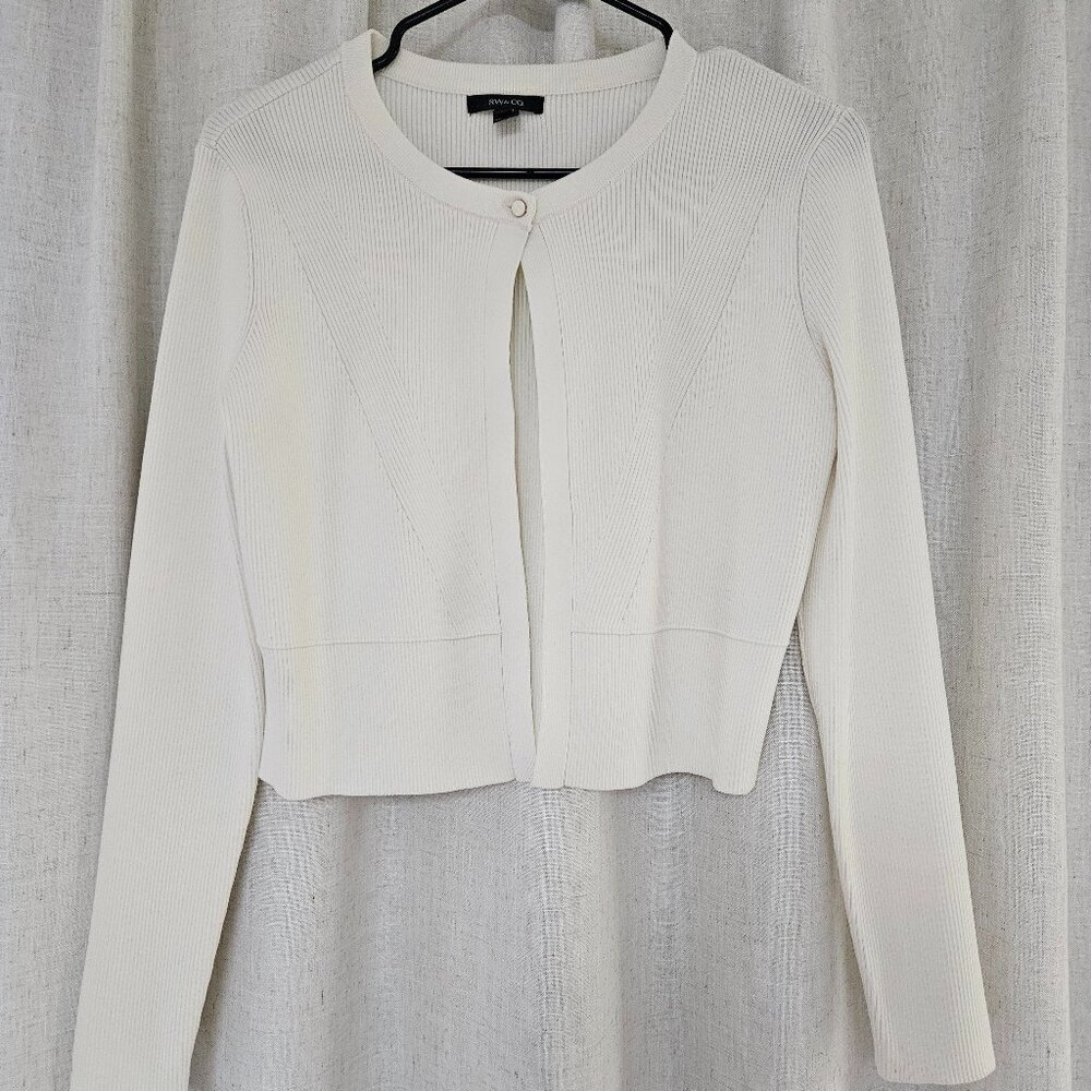 RW & Co. Cream Crop Cardigan Size M